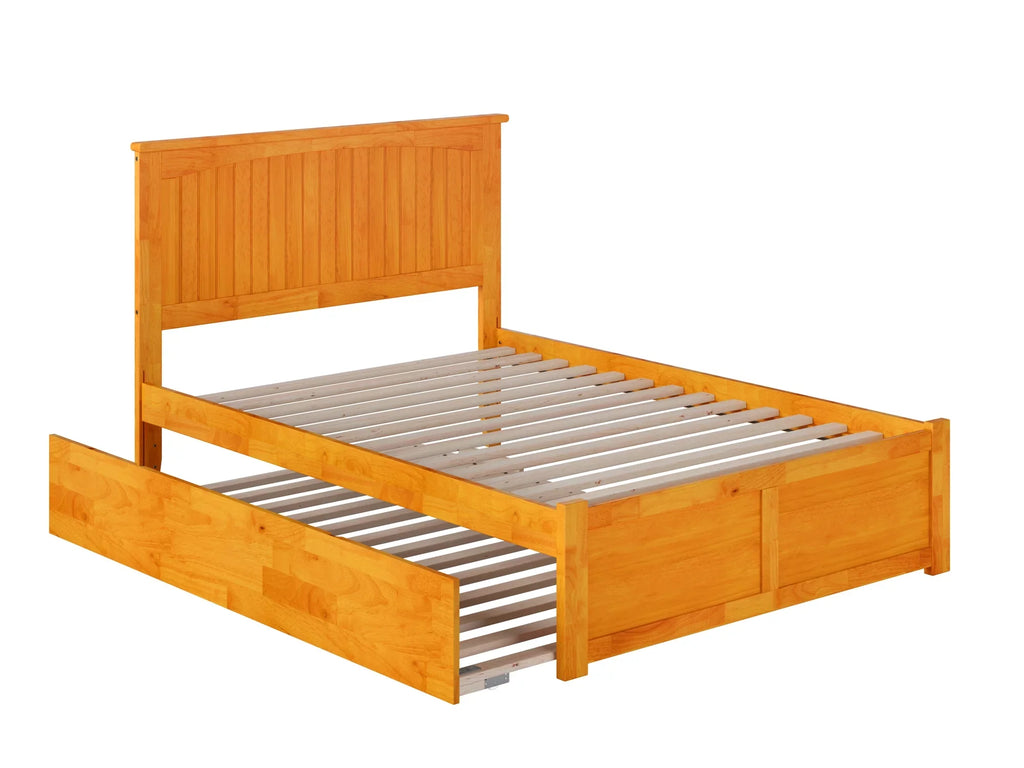 AFI Nantucket Full Size PLatitudeform Bed with Panel Footboard and Full Size Trundle in Caramel Latte