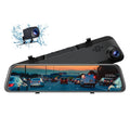 TOGUARD 2.5K Mirror Dash Cam with Voice Control GPS, 12" Wireless Rear View Mirror with Night Vision Waterproof Backup Camera, Front and Rear Dash Cam w/Anti-Glare, Touch Screen, Emergency Lock, Parki