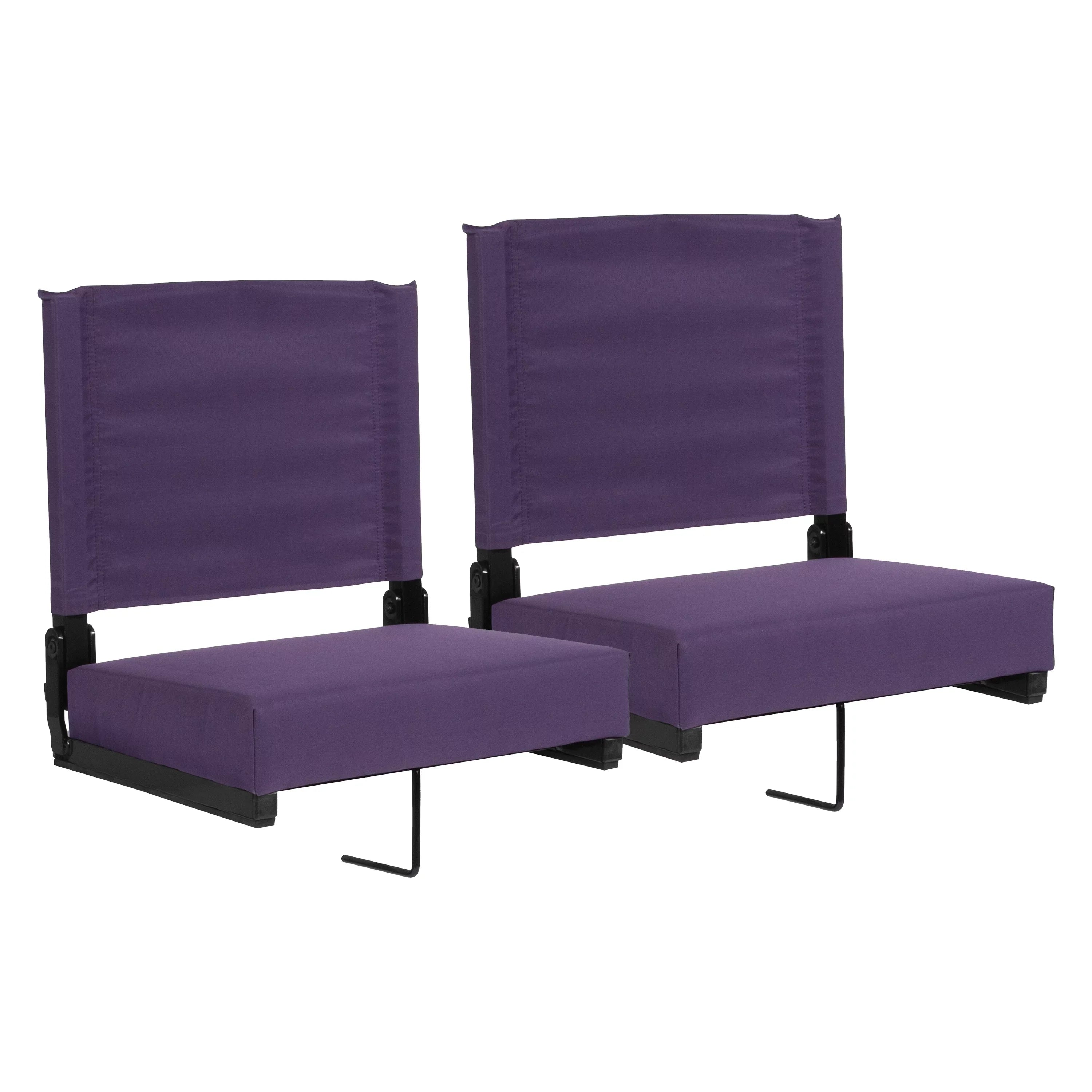 BizChair Set of 2 500 lb. Rated Lightweight Stadium Chair with Ultra-Padded Seat, Dark Purple