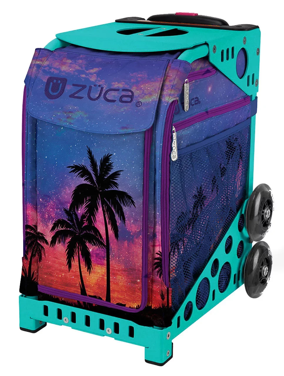 Zuca 18" Sport Bag - Island Life with Flashing Wheels (Turquiose Frame)