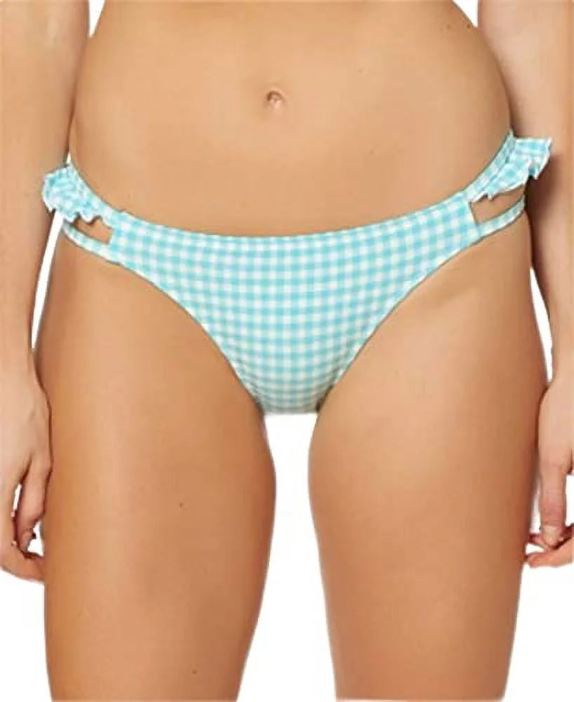 Jessica Simpson Ruffled Cheeky Bottoms Women’s Swimsuit (Gingham-Print, L)