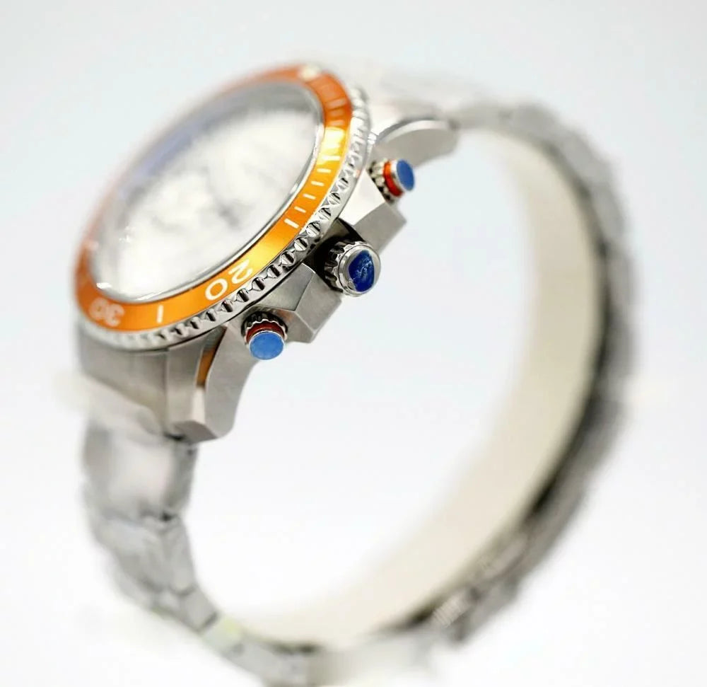 Lars Larsen 134SSOSB Sea Navigator Steel Orange Bezel Steel 46mm Men's Watch