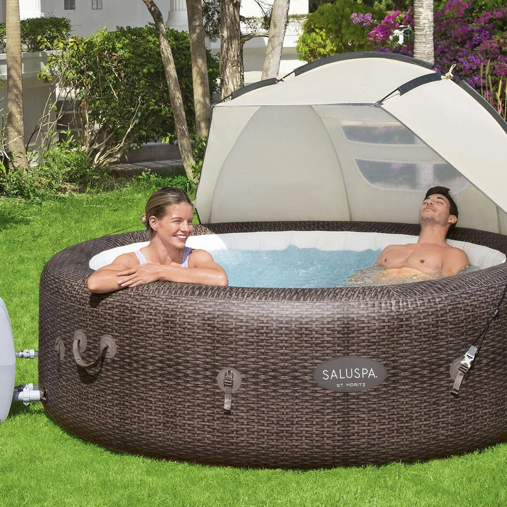 Bestway SaluSpa Sun Shade Canopy with Aruba SaluSpa InfLatitudeable Hot Tub