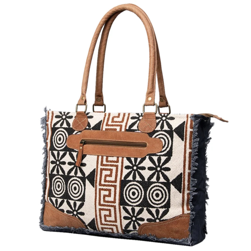 KB OHLAY KB491 TOTE Upcycled Wool Upcycled Canvas Genuine Leather women bag western handbag purse