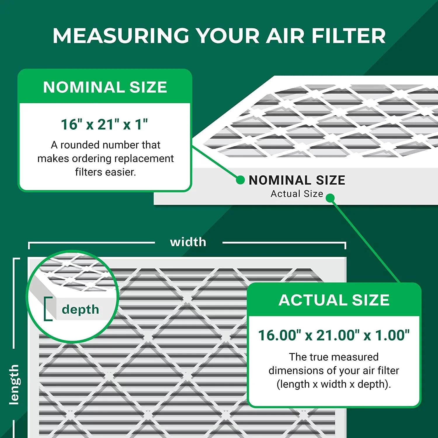 Filterbuy 16x21x1 MERV 11 Pleated HVAC AC Furnace Air Filters (4-Pack)