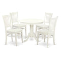 East West Furniture  Dining Set - One Kitchen Table & Four Wood Seat Chairs, Linen White - 5 Piece