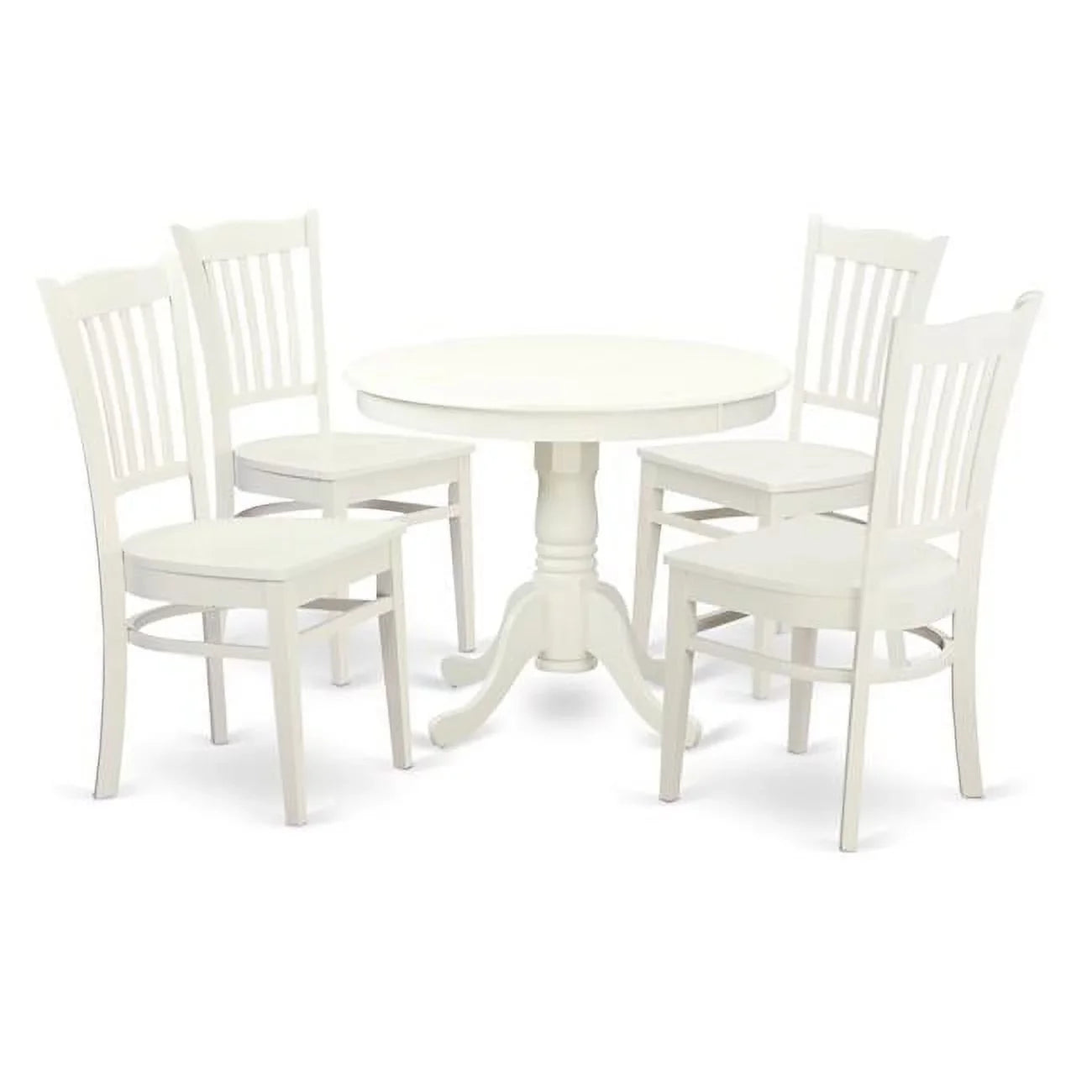 East West Furniture  Dining Set - One Kitchen Table & Four Wood Seat Chairs, Linen White - 5 Piece