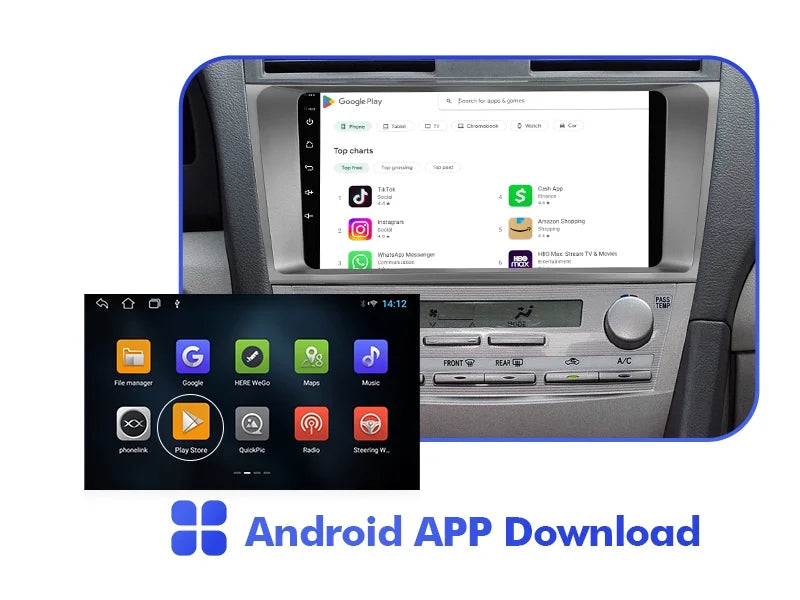 2+32G Android 10 Double Din Car Stereo for Toyota Carmy 2006-2011 with 9 Inch Touchdisplay Radio Built-in Wireless Carplay/Android Auto/GPS/Bluetooth/FM/AUX-in/Steering Wheel Control/Backup Camera