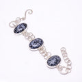 Snowflake Obsidian -Utah 925 Silver PLatitudeed Adjustable Bracelet 7.99", Black Snowflake Obsidian Bracelet B_9205_388_14
