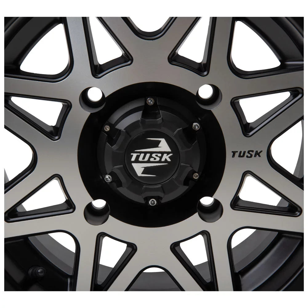 4/110 Tusk Tintic Wheel 14x7 5.0 + 2.0 Machined/Black For Yamaha Viking VI EPS 2022