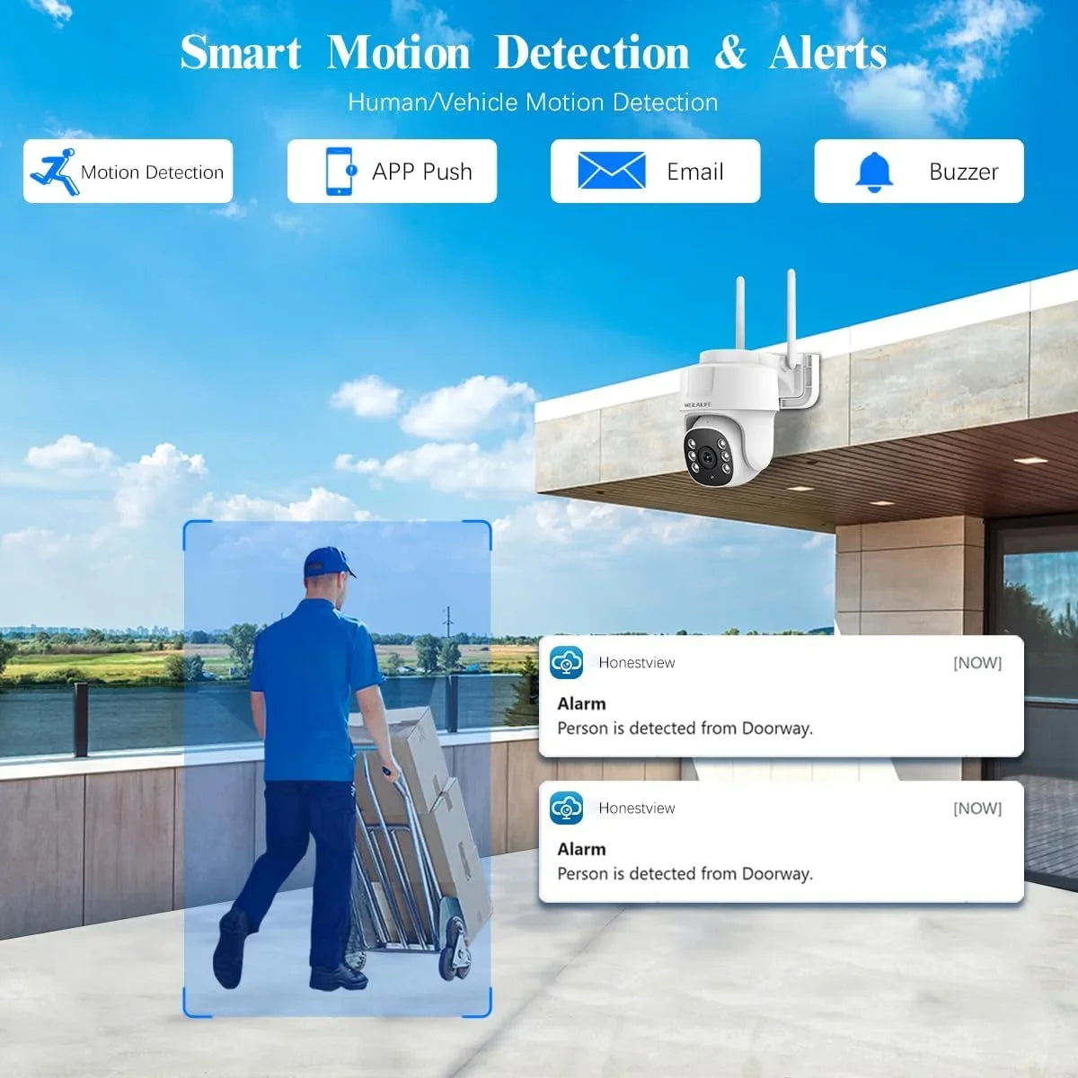 WEILAILIFE 【360° PT Digital Zoom, Two-Way Audio】 Outdoor Wireless Security Camera System Indoor PTZ Security Cameras Waterproof Home Video Surveillance
