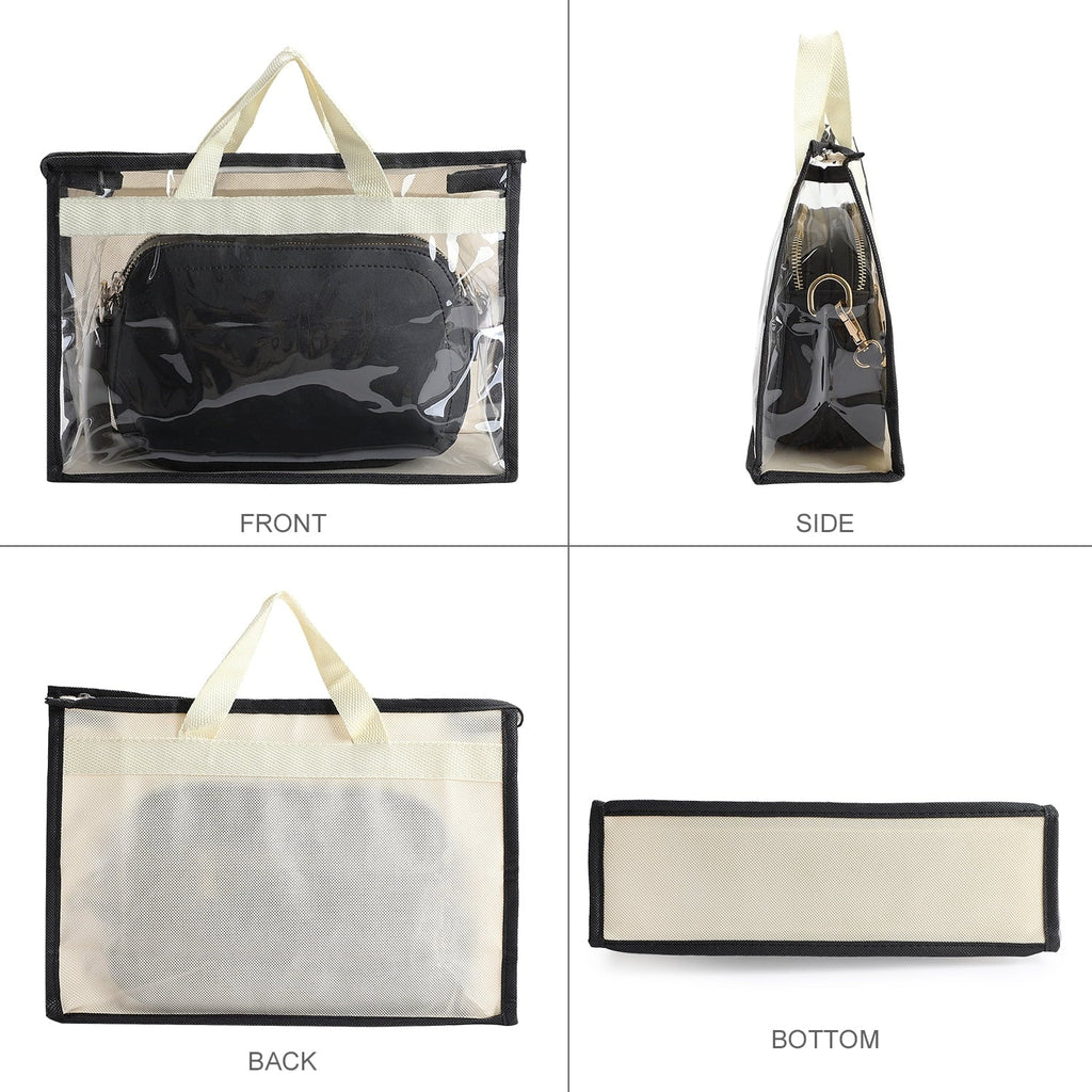 3 Pcs Dust Bags for Handbags, Clear Handbag Storage, Purse Storage Organizer for Closet, Purse Cover Hanging Closet Organizer with Zipper and Handles
