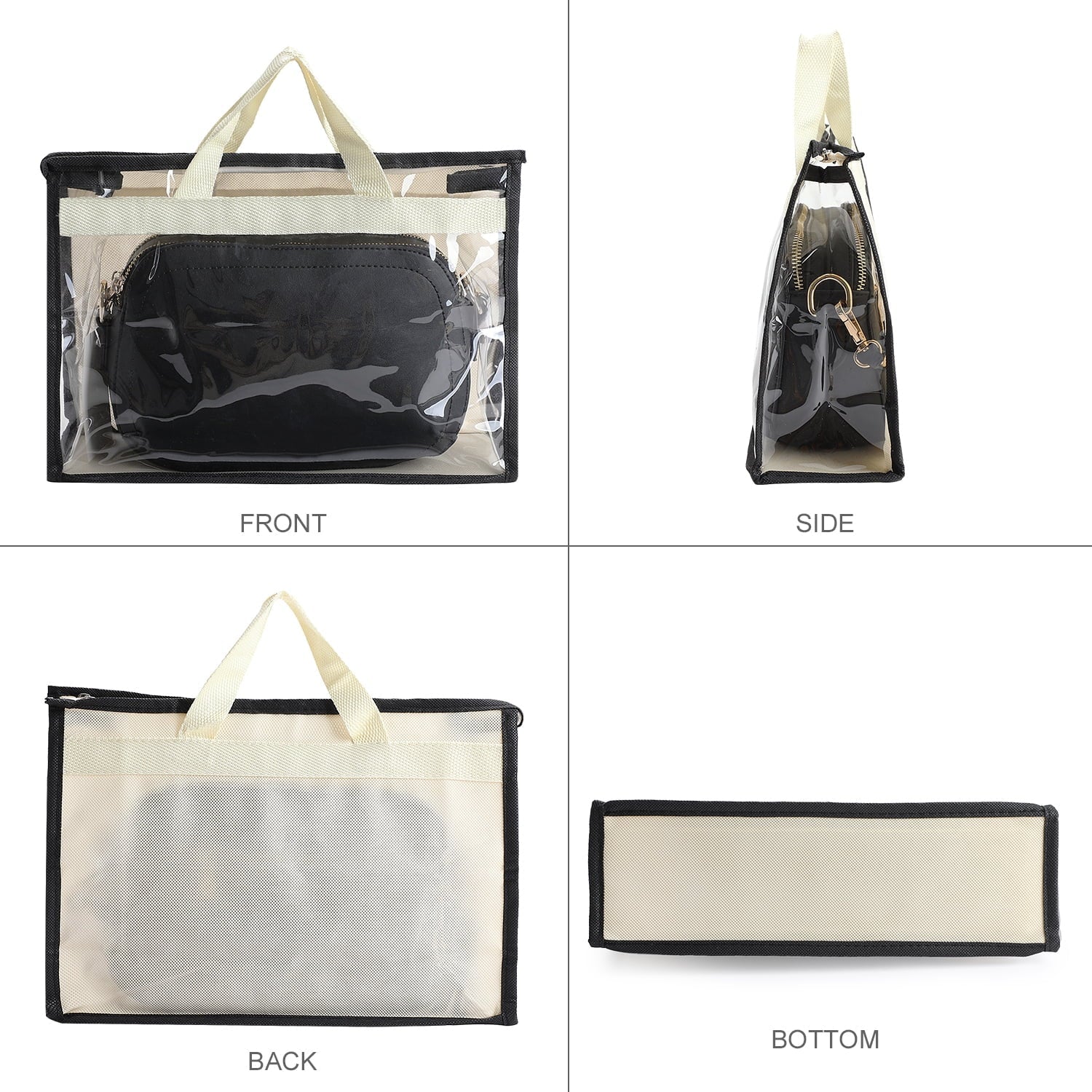 3 Pcs Dust Bags for Handbags, Clear Handbag Storage, Purse Storage Organizer for Closet, Purse Cover Hanging Closet Organizer with Zipper and Handles