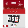 Toner Kingdom PG-275 CL-276 Ink Cartridges for  Ink 275 and 276 High Capacity 275XL 276XL Ink Cartridges for PIXMA TS3520 TS3522 TS3500 TR4720 TR4722 TR4700 Printers (2 Black, 1 Color)
