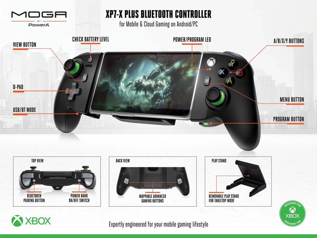 PowerA MOGA XP7-X Plus Bluetooth Controller for Mobile & Cloud Gaming on Android/PC