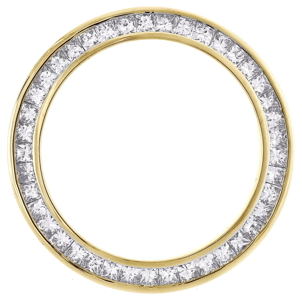 Solid Gold Princess Cut Diamond Bezel Fits 26mm Rolex DateJust President 2.05 CT