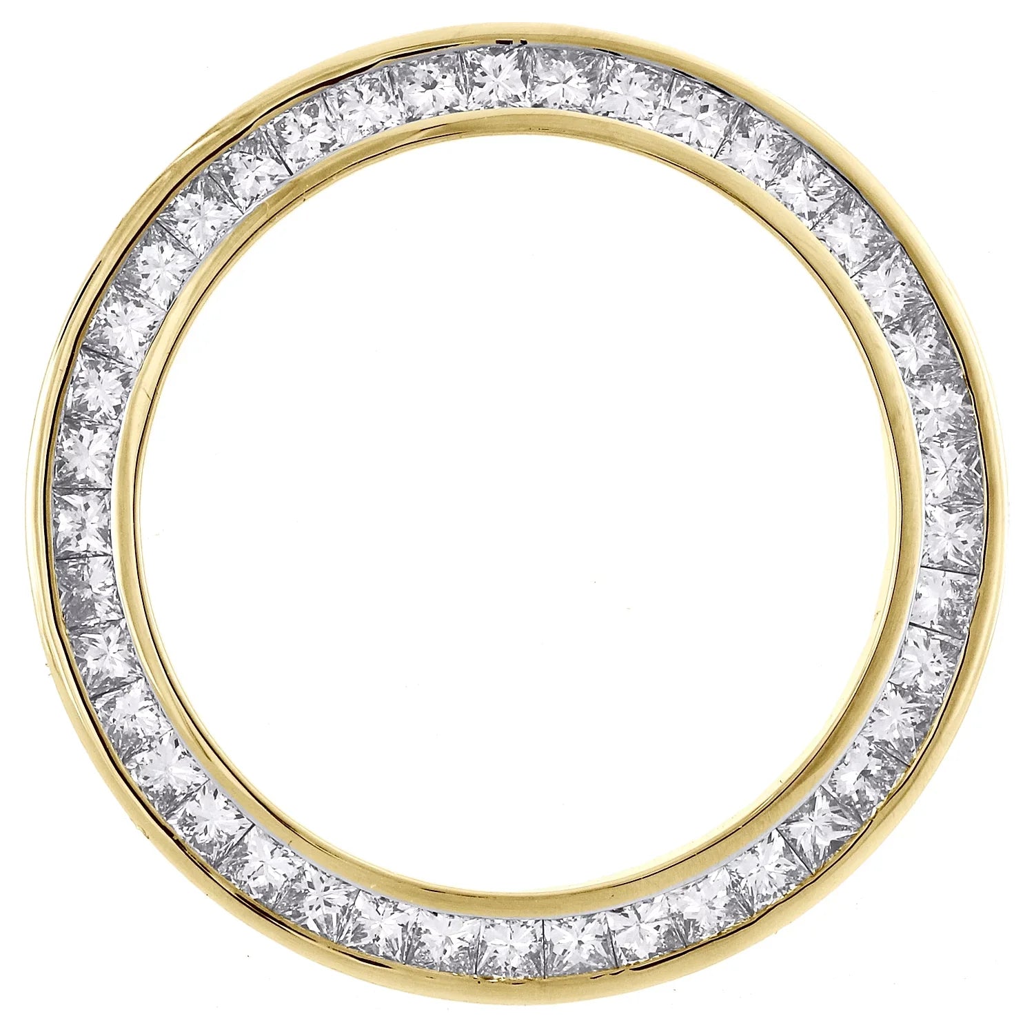 Solid Gold Princess Cut Diamond Bezel Fits 26mm Rolex DateJust President 2.05 CT