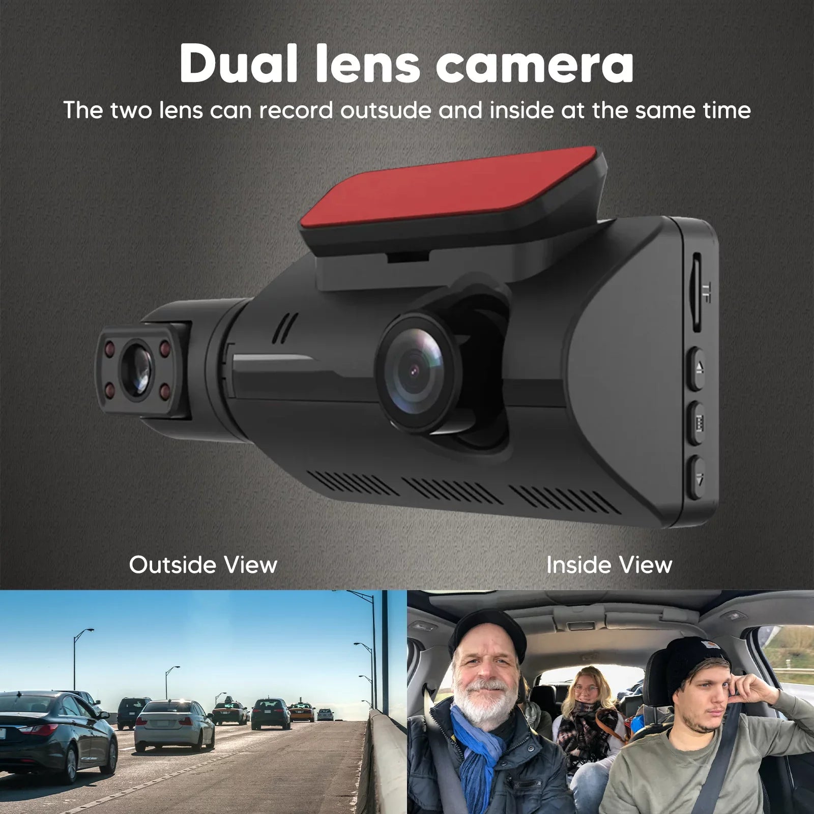 Dash Cam Front and Inside for Car, Dual Dash Cam W/32GB TF Card, HD 1080P Car Camera Dual Lens, Wide Angel DVR Car Parking Driving Recorder Night Vision Loop Recording G-Sensor