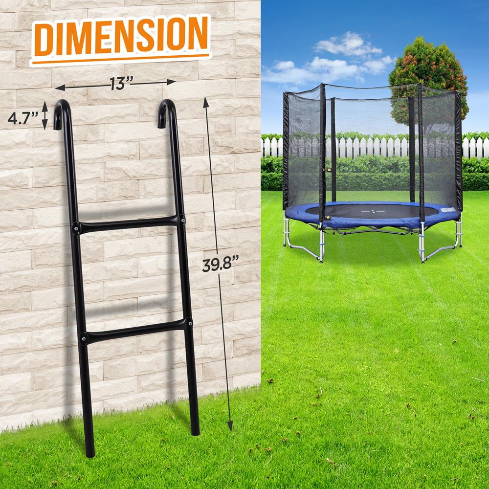SereneLife  2 Step Weather Resistant Galvanized Steel Trampoline Climbing Trampoline Safety Ladder 13.0’’ x 4.7’’ x 39.8’’ -inches