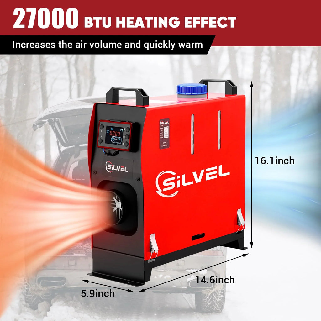 12V 8KW Diesel Heater, All-in-One Diesel Air Heater, Portable Diesel Heater with LCD Monitor & Remote Control, Fast Heating for Tent, Car, RV, Truck, Camper, Trailer, Motorhome