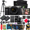 a7C Mirrorless Full Frame Camera Body with 28-60mm F4-5.6 Lens Kit Silver ILCE7CL/S Bundle with Deco Gear Photography Case + Tripod + Extra Battery, Dual Charger, Software and Accessories
