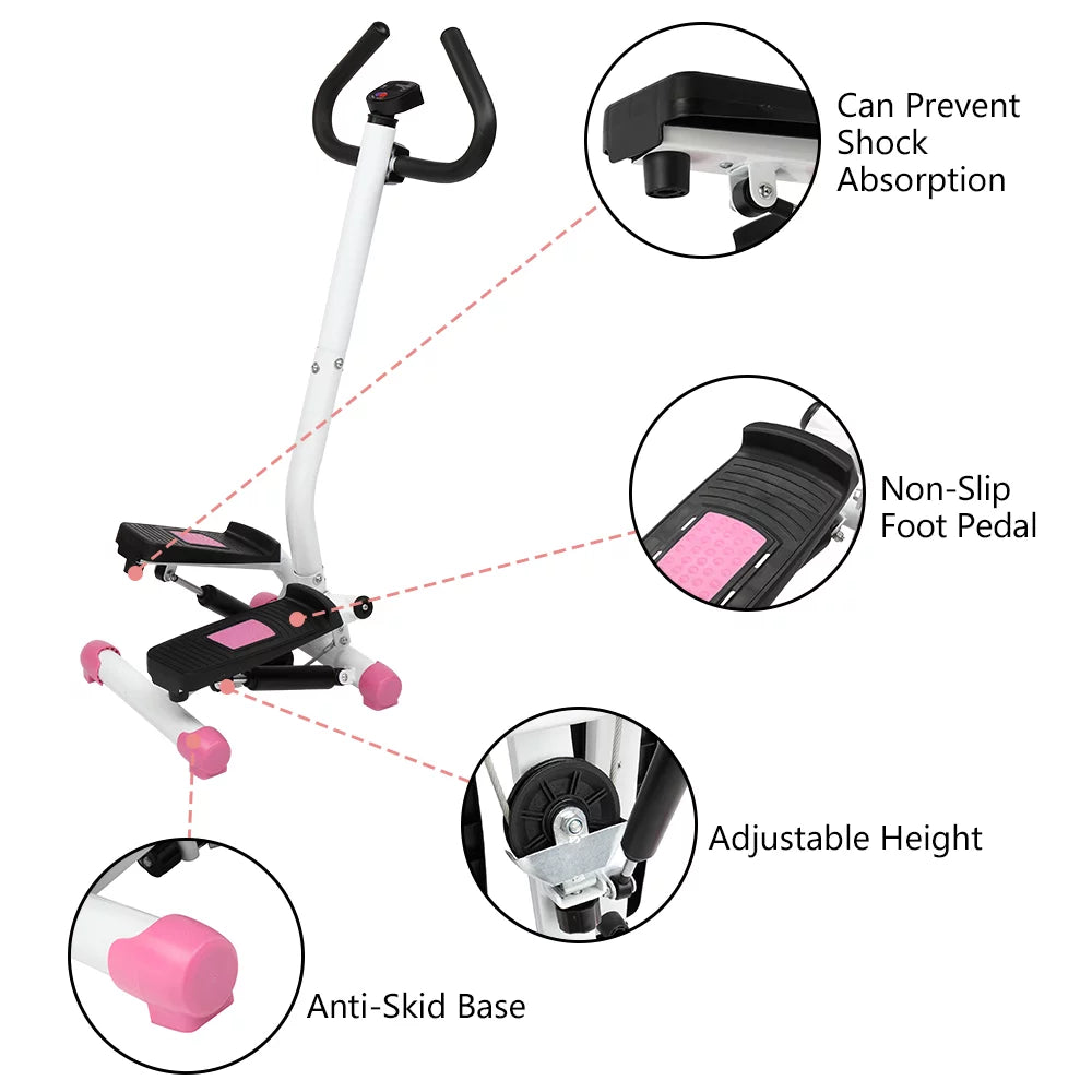 SalonMore Twist Stepper Exercise Equipment, with Handlebar and LCD Monitor, for Losing Weight