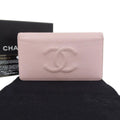 Pre-Owned Chanel CHANEL logo here mark bi-fold long wallet caviar skin pink A48651 16 model (Good)