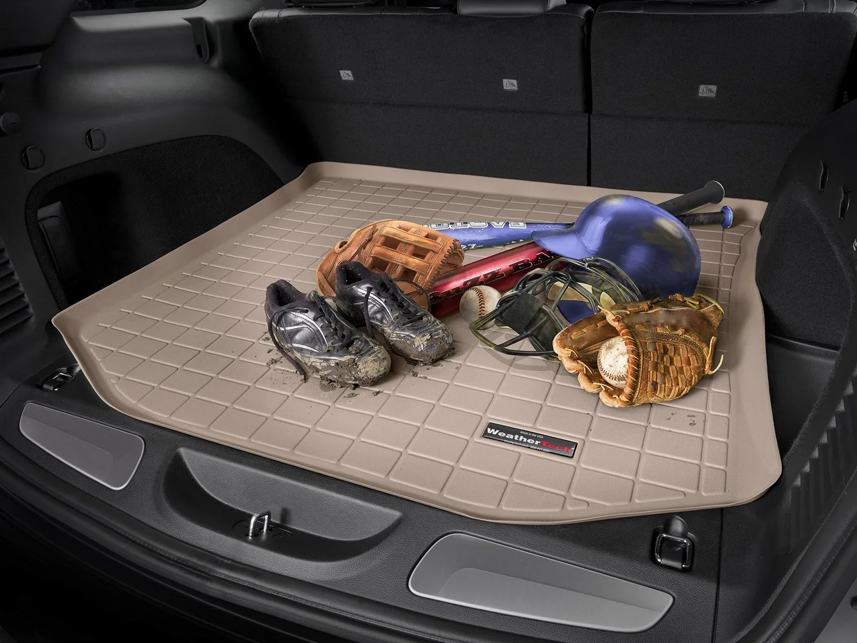 WeatherTech Cargo Trunk Liner with Bumper Protector compatible with 2011-2013 Toyota Highlander - Behind 2nd Row Seating With Bumper Protector, Black