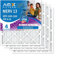 12x12x1 Air Filter MERV 13 Comparable to MPR 1500 - 2200 & FPR 9 Electrostatic Pleated Air Conditioner Filter 4 Pack HVAC AC Premium USA Made 12x12x1 Furnace Filters by AIRX FILTERS WICKED CLEAN AIR.