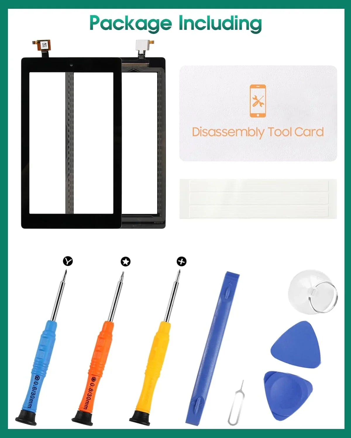 for Amazon Kindle Fire 7 (7th Generation 2017 Release SR043KL) Touch Screen Digitizer Replacement Part with Adhesive, NO LCD, NO Instructions(NOT for 5th Gen, 2015 & 7th Kids Edition)