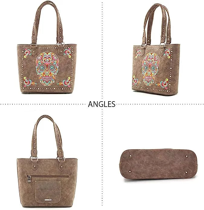 Leather Tote Bag Western Style Shoulder Bag Handbag and Purse for Women