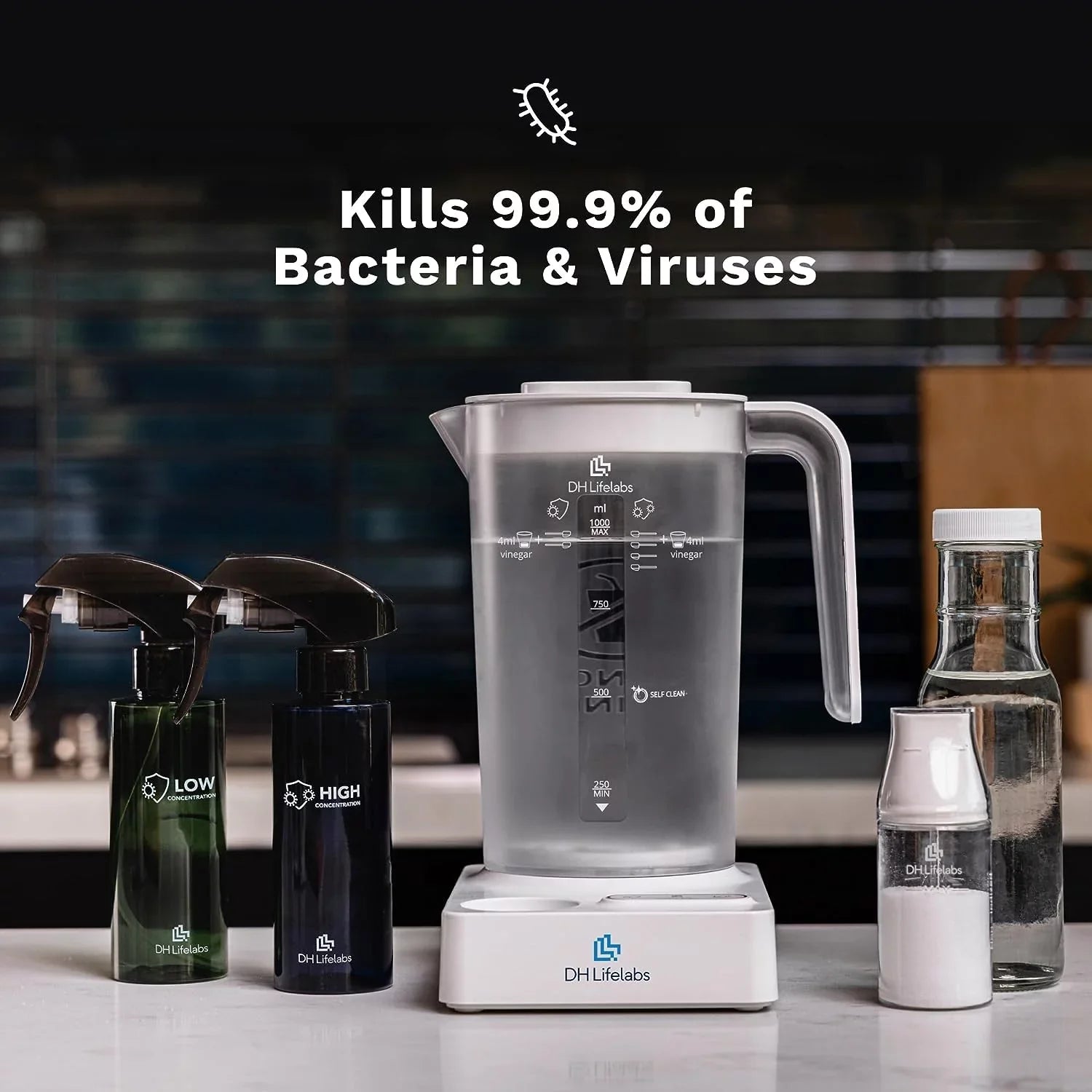 DH Lifelabs | Aaira Surface Multi - Purpose Cleaning & Disinfectant HOCL Generator | Eliminates 99.9% of Germs | Odor Eliminator Mold Mildew Pets Smoking | Create Household Cleaner Supplies at Home