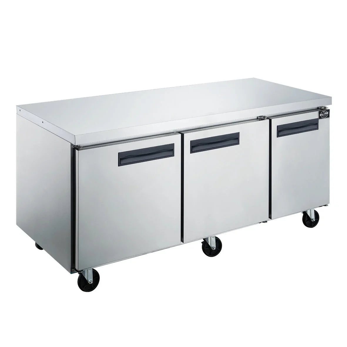 72 in. Three Door Commercial Undercounter Freezer in Stainless Steel 18.96 cu. ft.