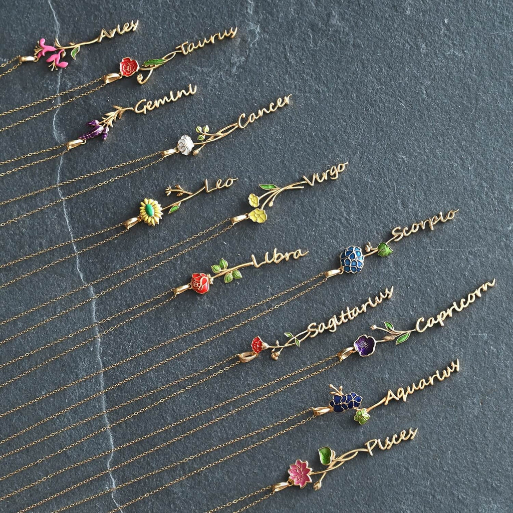 Shop LC 925 Sterling Silver 14K Yellow Gold PLatitudeed Pink Green Enameled Aries Zodiac Birth Honeysuckle Pendant Necklace for Women Jewelry Gifts for Women Size 16-18" Birthday Gifts for Women