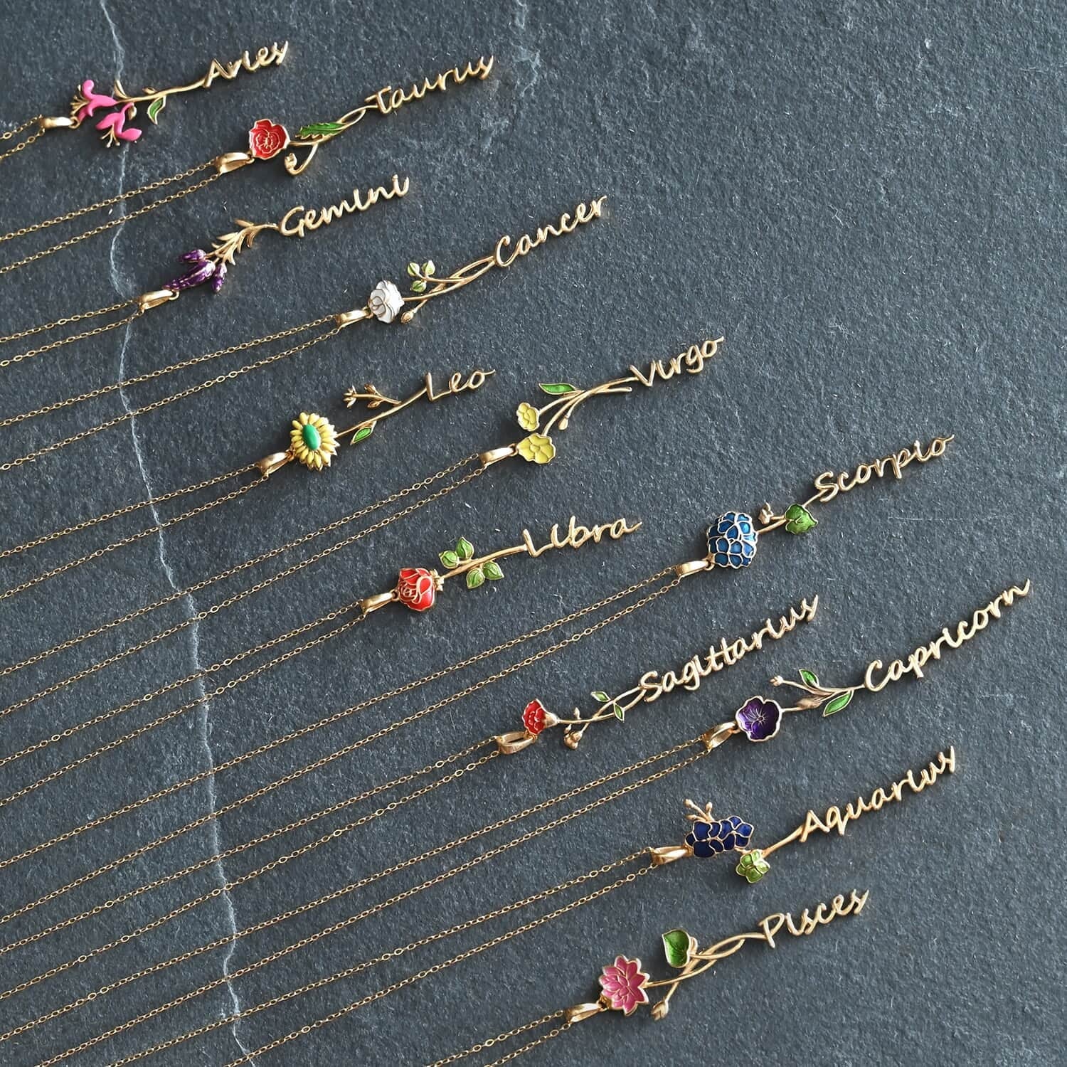 Shop LC 925 Sterling Silver 14K Yellow Gold PLatitudeed Pink Green Enameled Aries Zodiac Birth Honeysuckle Pendant Necklace for Women Jewelry Gifts for Women Size 16-18" Birthday Gifts for Women