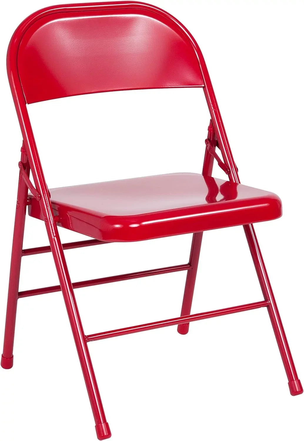 4 Pack HERCULES Series Triple Braced & Double Hinged Red Metal Folding Chair