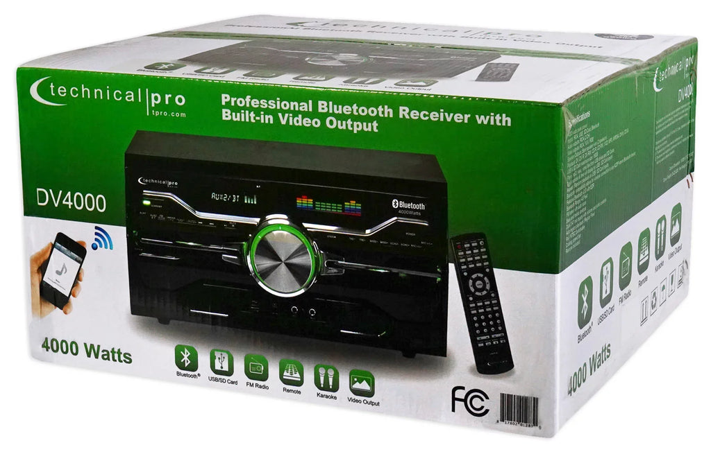 Technical Pro DV4000 Home Theater DVD Receiver+(2) 8" Blue LED Ceiling Speakers