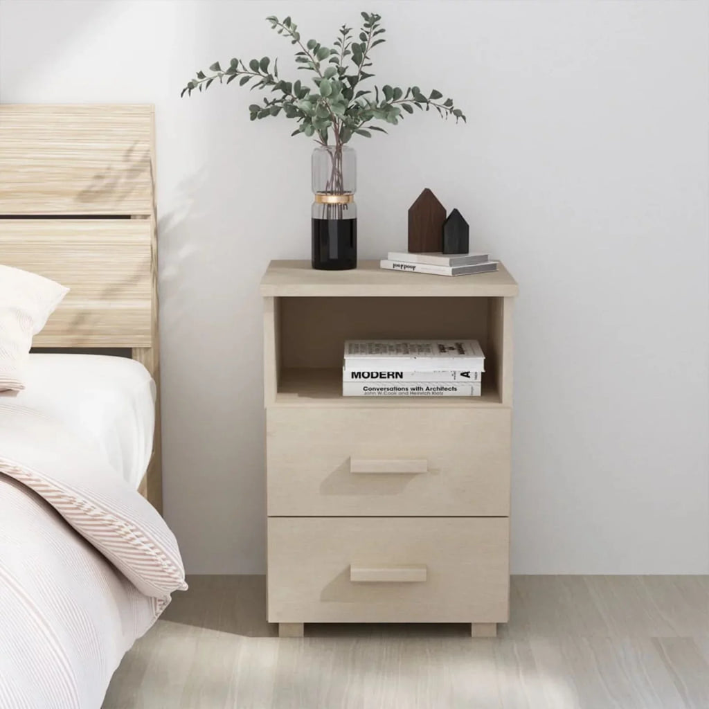 Htovila Bedside Cabinet HAMAR Honey Brown 15.7"x13.8"x24.4" Solid Wood Pine