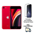Restored  iPhone SE (2nd Gen) A2275 (Fully Unlocked) 64GB Red w/ Pre-Installed Tempered Glass (Refurbished)