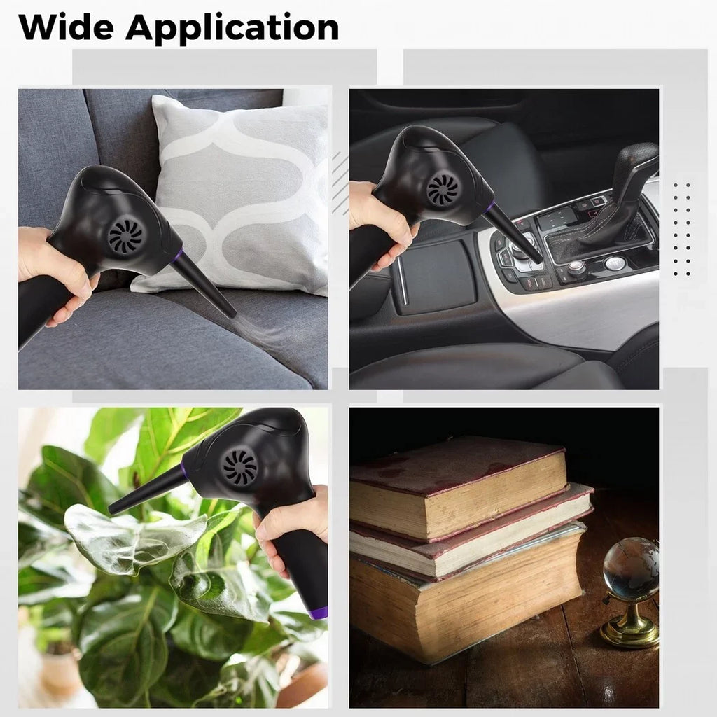 Electric Air Duster, 50000 RPM Strong Power Motor Dust Blower, Compressed Air Duster with 5 Nozzle Tubes, 2-Speed Electric Dust Remover with LED Light for Computer Keyboards