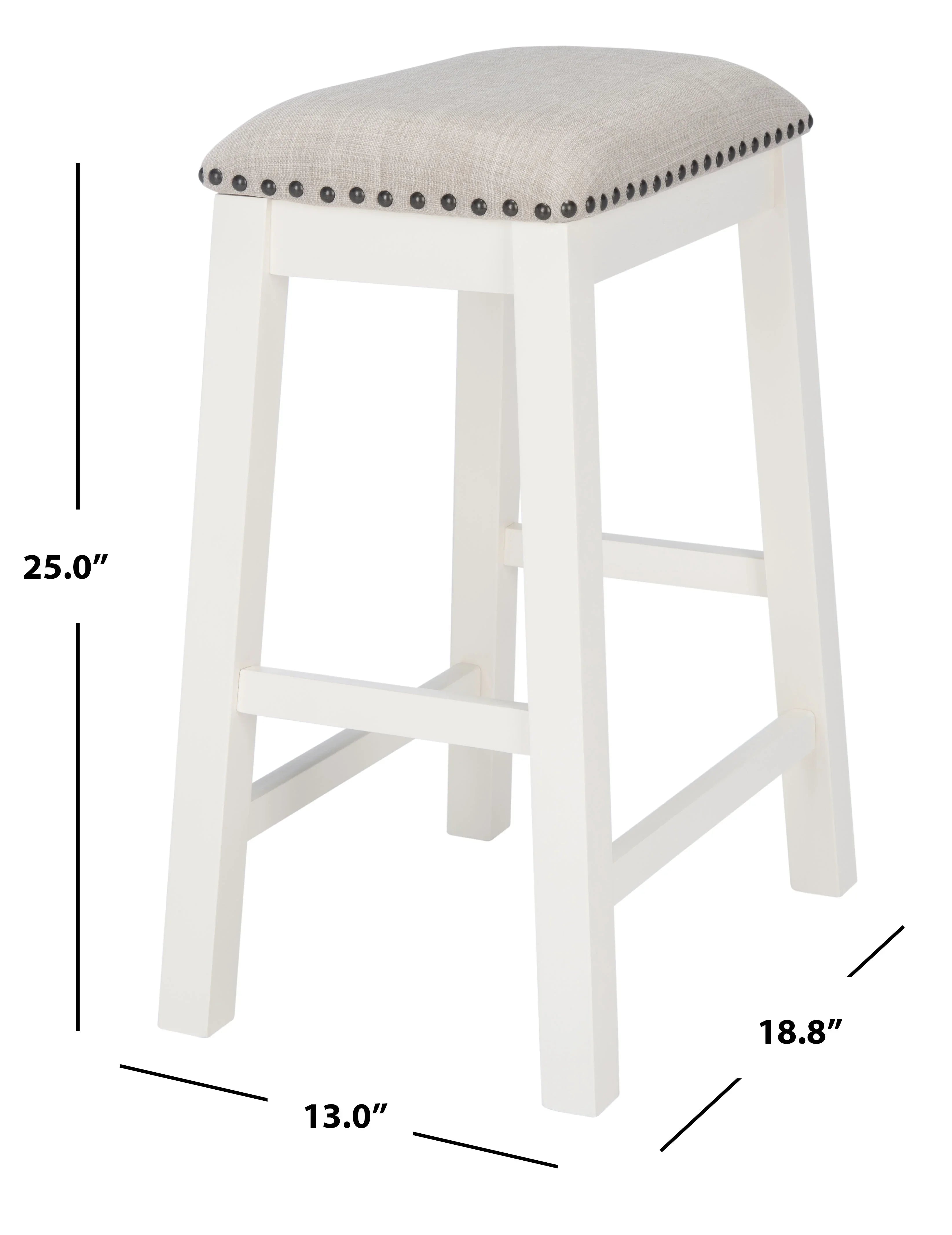 SAFAVIEH Aero Mid-Century Counter Stool, White, Set of 2 (18.8 in. W x 13 in. D x 25 in. H)