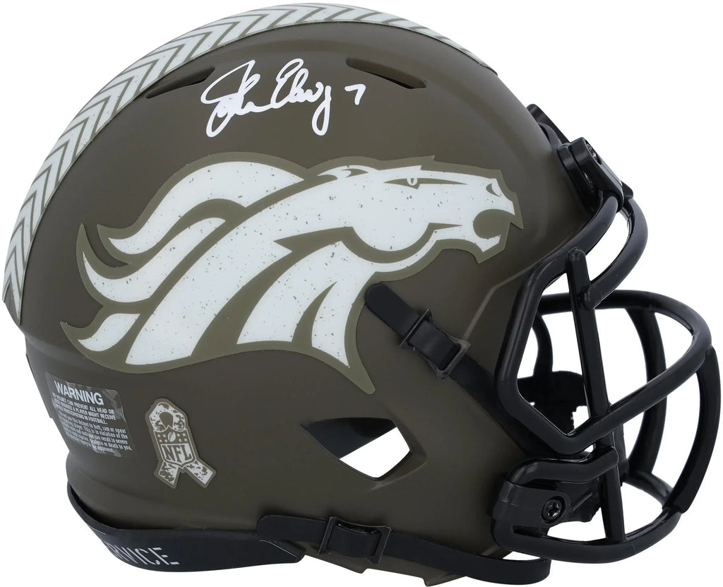 John Elway Denver Broncos Autographed Riddell Speed 2022 Salute to Service Speed Mini Helmet - Fanatics Authentic Certified