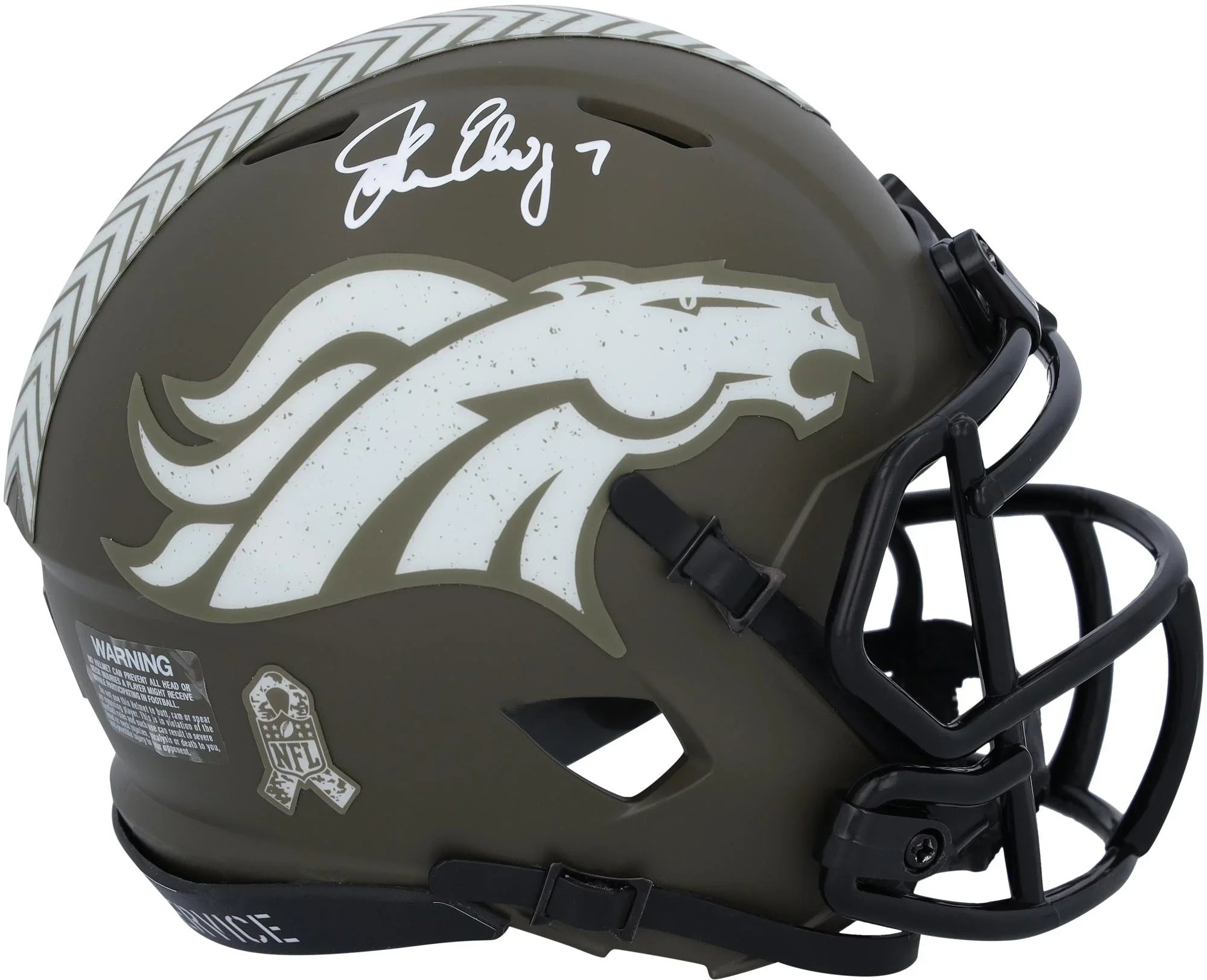John Elway Denver Broncos Autographed Riddell Speed 2022 Salute to Service Speed Mini Helmet - Fanatics Authentic Certified