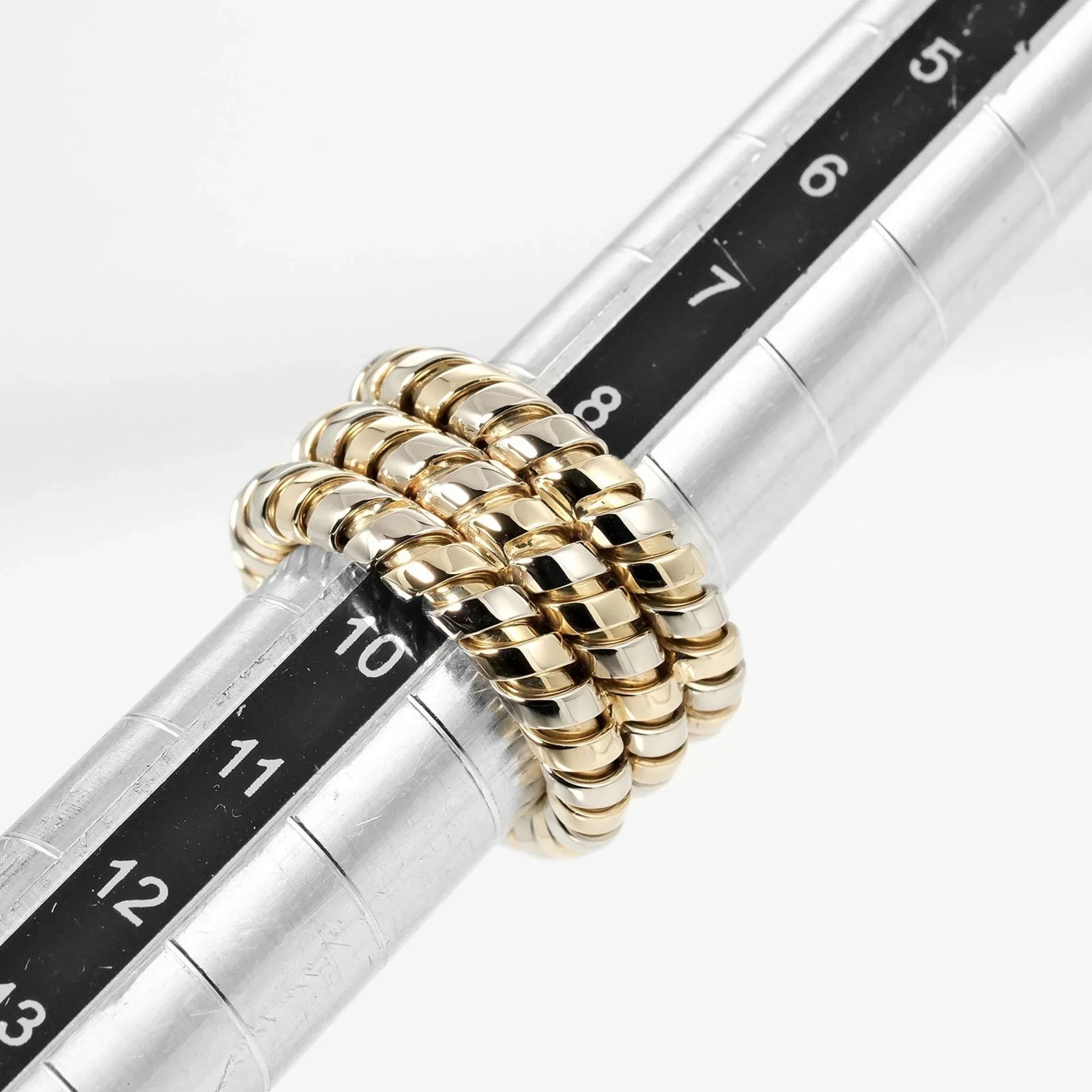 Pre-Owned Bulgari BVLGARI Tubogas 3-row No. 9 Ring 14.53g K18 YG WG Yellow Gold White (Good)