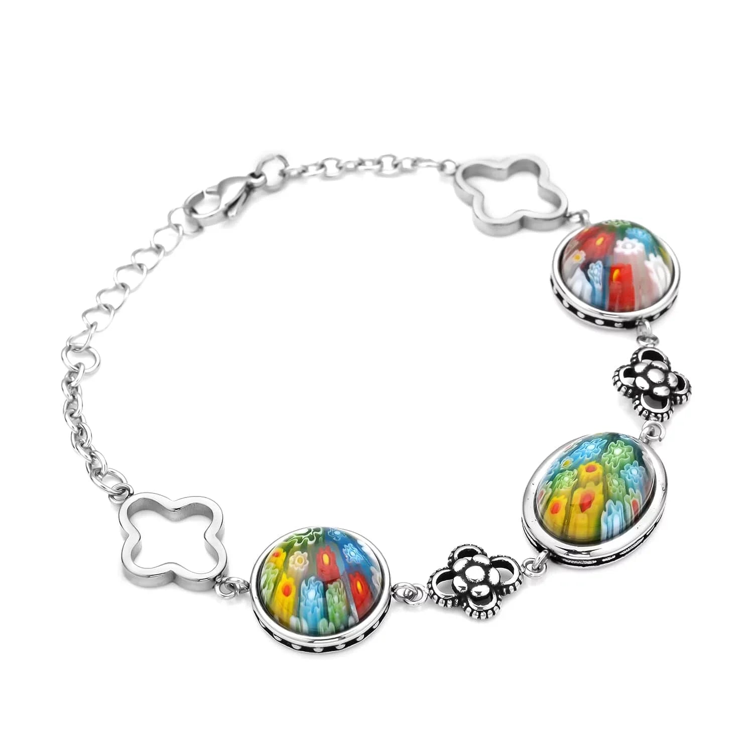 Shop LC Stainless Steel Oval Glass Bracelet Costume Stylish Unique Fashion Jewelry for Women Size 6.75" Birthday Mothers Day Gifts for Mom