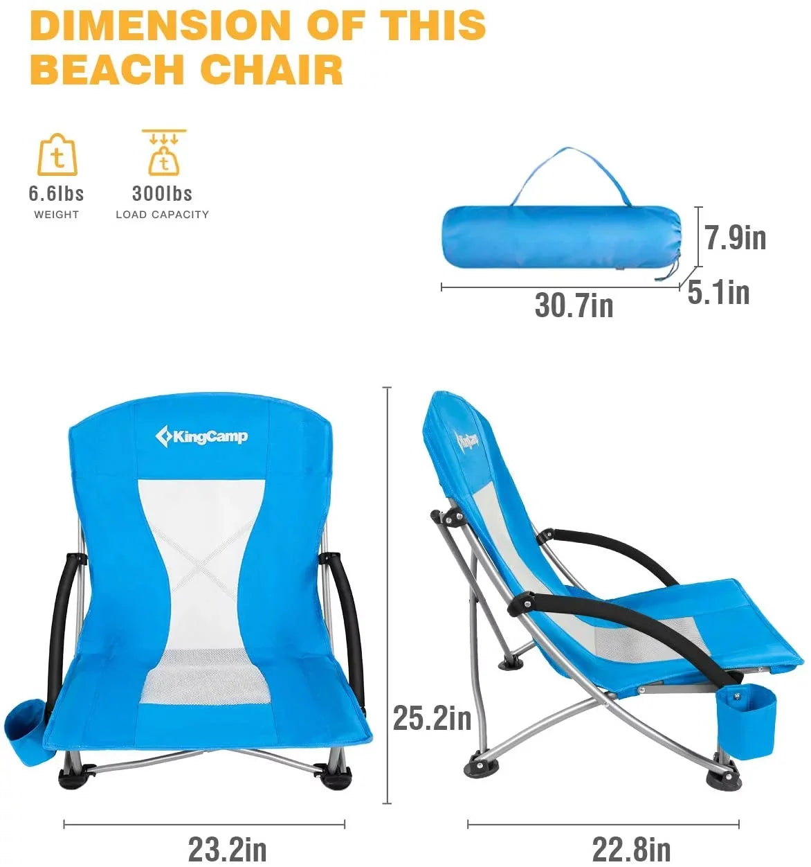 ingCamp Camping High Back Beach Chair Camping Concert Folding Chair, pack of 2