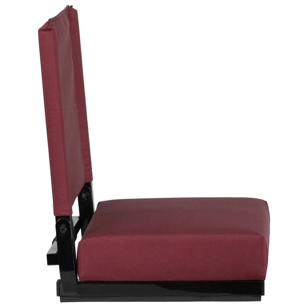 Flash Furniture Grandstand Comfort Seats by Flash - 500 lb. Rated Lightweight Stadium Chair with Handle & Ultra-Padded Seat, Maroon