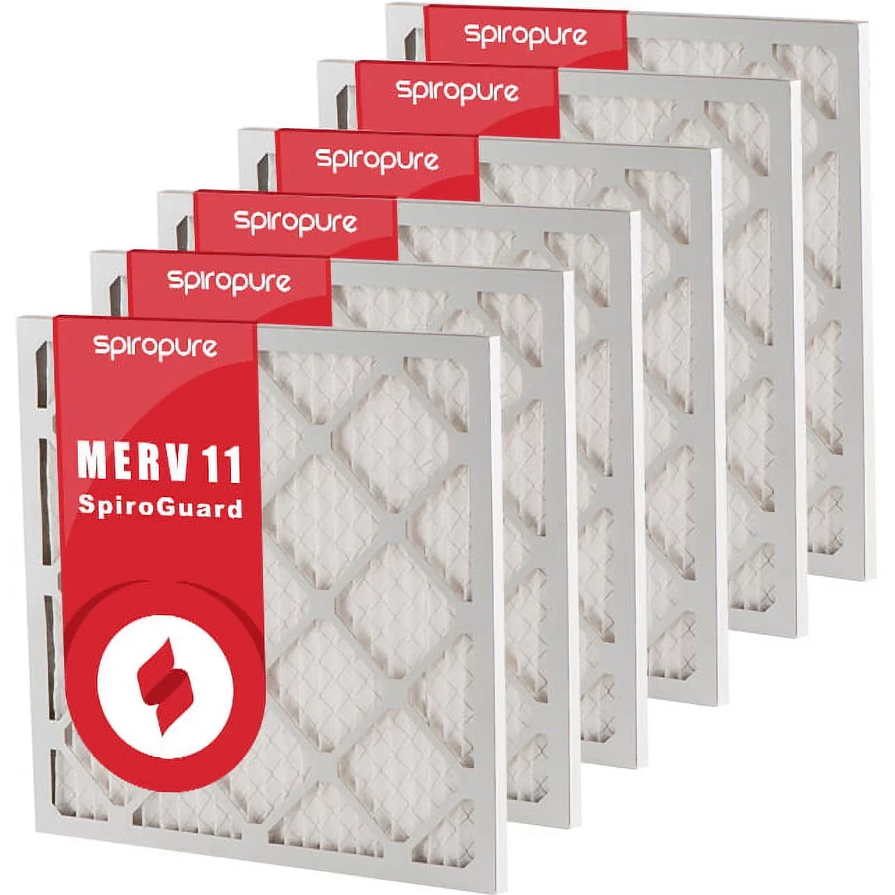 SpiroPure 7.5x11.38x1 MERV 11 Pleated Filter Air Filters - Made in USA (6 Pack)
