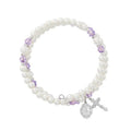 Mcvan BR7AM June Amethyst Crystal & Pearl Beads Stretch Bracelet
