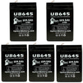 5x Pack - Compatible Tripp Lite BCPRO 850 Battery - Replacement UB645 Universal Sealed Lead Acid Battery (6V, 4.5Ah, 4500mAh, F1 Terminal, AGM, SLA) - Includes 10 F1 to F2 Terminal Adapters